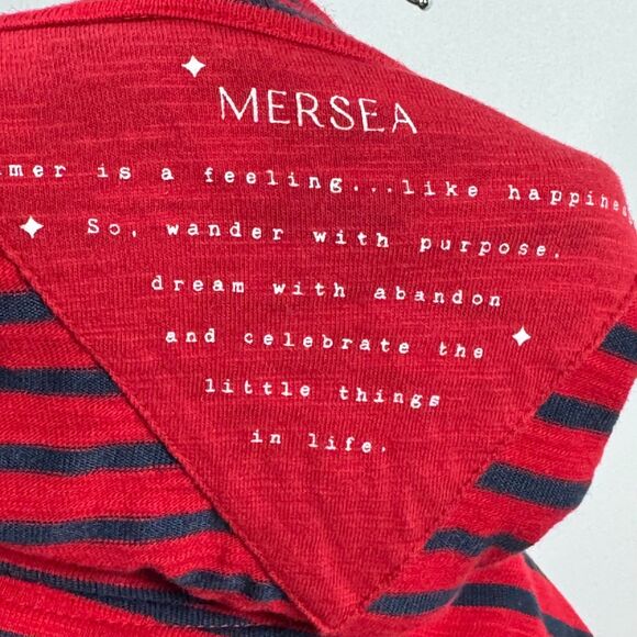 Mersea Catalina Slub Knit Top Women One Size Red Navy Stripe Relaxed Coastal Tee - Picture 5 of 12